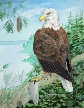 花 鳥 Painting - ハクトウワシの論文の鳥
